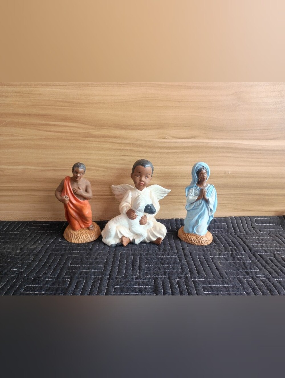 Hand-Painted Three-Piece Nativity Figurine Set - Multicolor